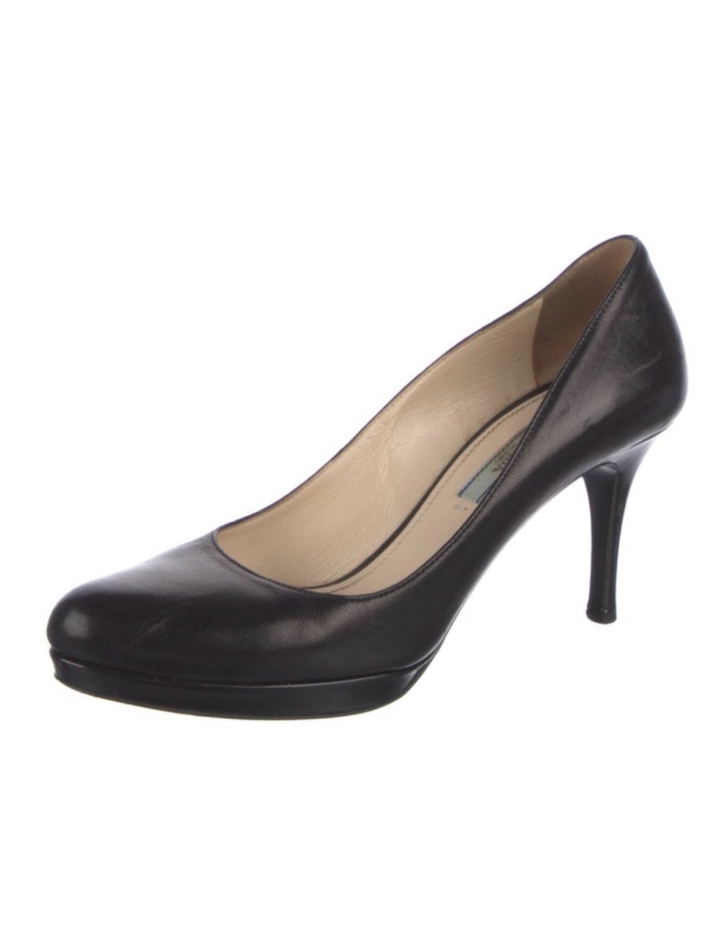 PRADA Elegant Black Leather Platform Pumps with Box and Dust bag. Size 7